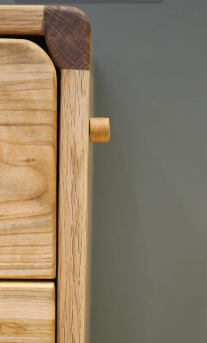 Andvari — the peg lock protruding from the oak side